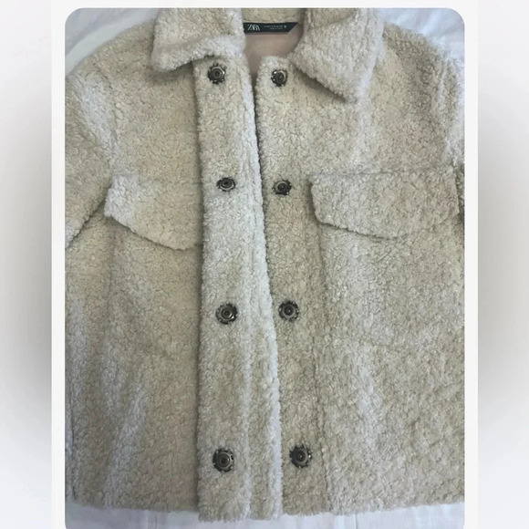 Zara Off White  Teddy Coat Size Small - Picture 10 of 10